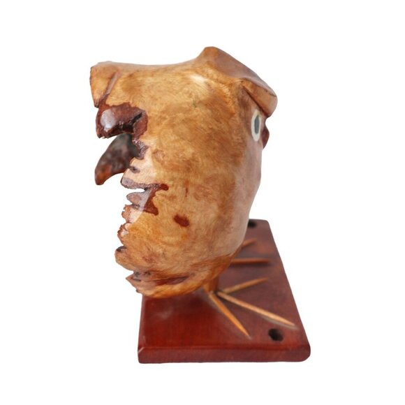 Vintage Hand-Carved Wooden Owl Bird Wood Burl Rustic Decor - Picture 2 of 6